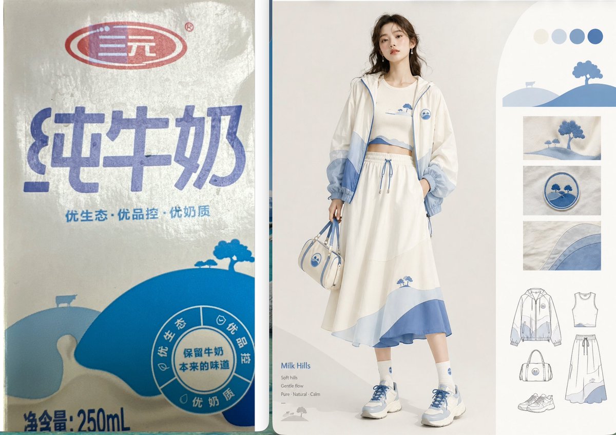 Product-Inspired Summer Fashion Qwen Image prompt example: Designs a summer-themed women's clothing collection based on the aesthetics of a specific physical product.