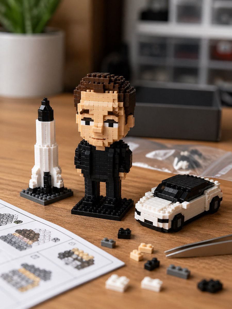 Custom Nanoblock Toy Creator Qwen Image prompt example variation 2: A highly detailed prompt for generating realistic photos of Nanoblock-style mini figures based on specific...