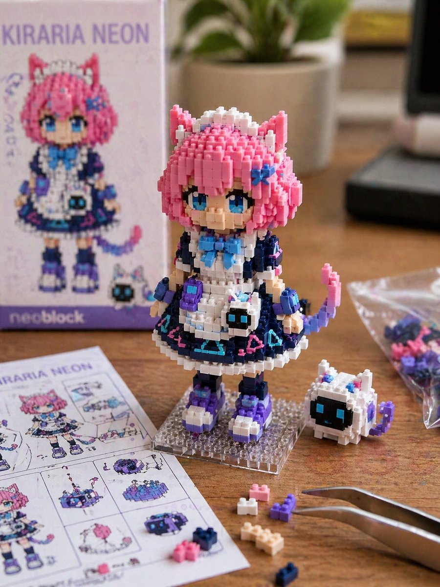 Custom Nanoblock Toy Creator Qwen Image prompt example: A highly detailed prompt for generating realistic photos of Nanoblock-style mini figures based on specific characters,...