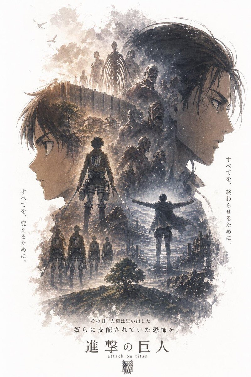 Anime-Style Cinematic Character Poster GPT Image 2 prompt example variation 2: A highly detailed prompt for a vertical anime-style character poster featuring double-exposure...