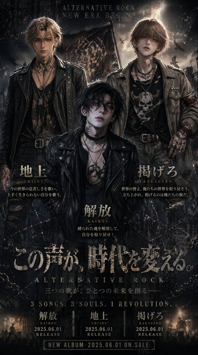 Dark Japanese Alt-Rock Poster GPT Image 2 prompt example: A cinematic promotional poster for a Japanese alternative rock release, useful for album, single, or music video...