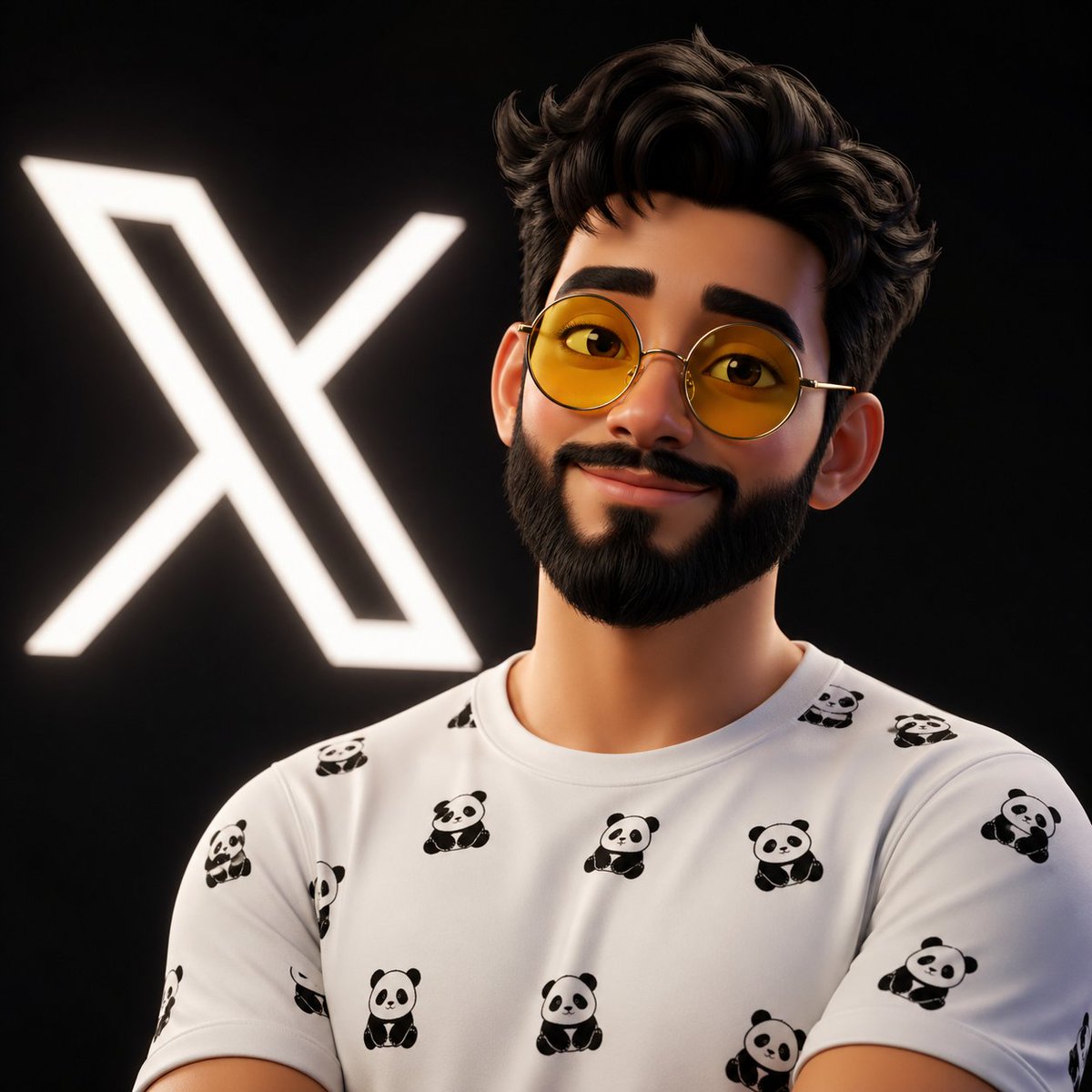 3D stylized cartoon avatar prompt Qwen Image 프롬프트 예시: Creates a animation studio/animation studio style 3D cartoon avatar of a man with specific features like yellow glasses and...