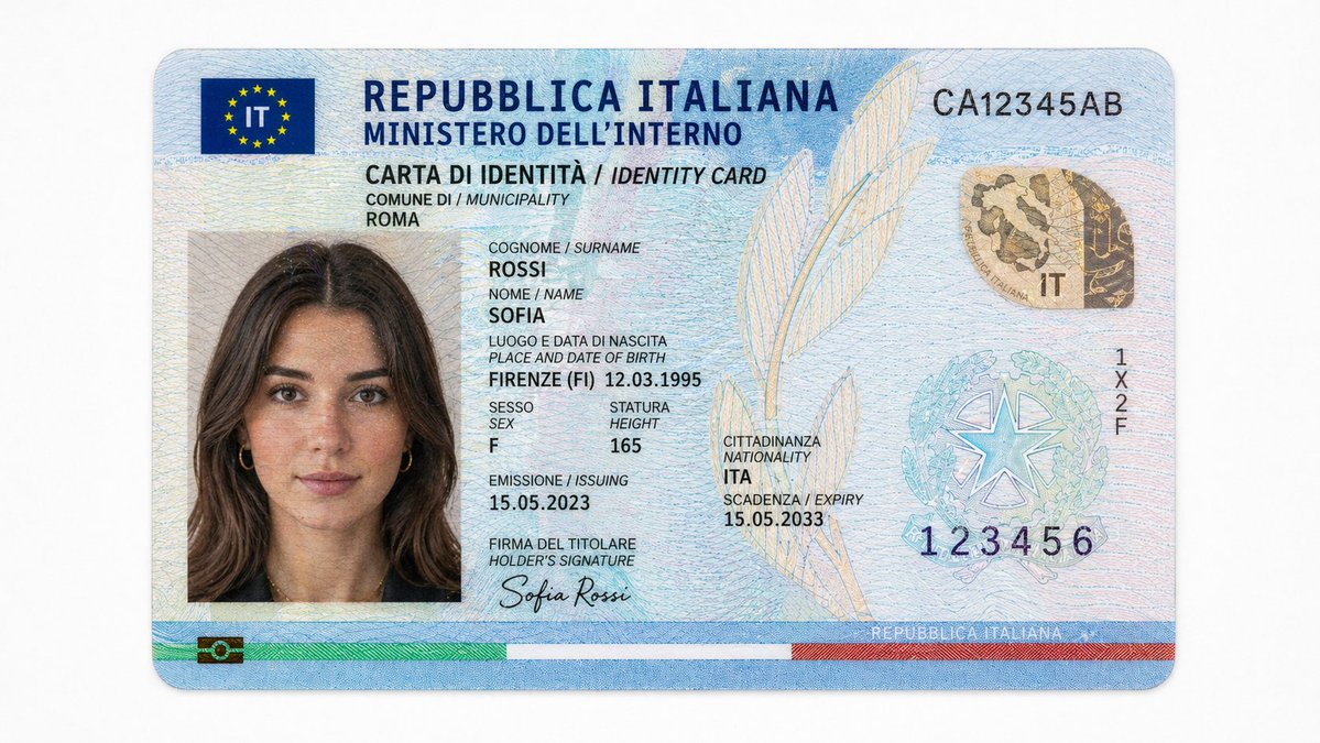 Canadian Citizenship Card Mockup Qwen Image prompt example: An ultra-realistic prompt for a government ID card mockup, including intricate security features, holographic...