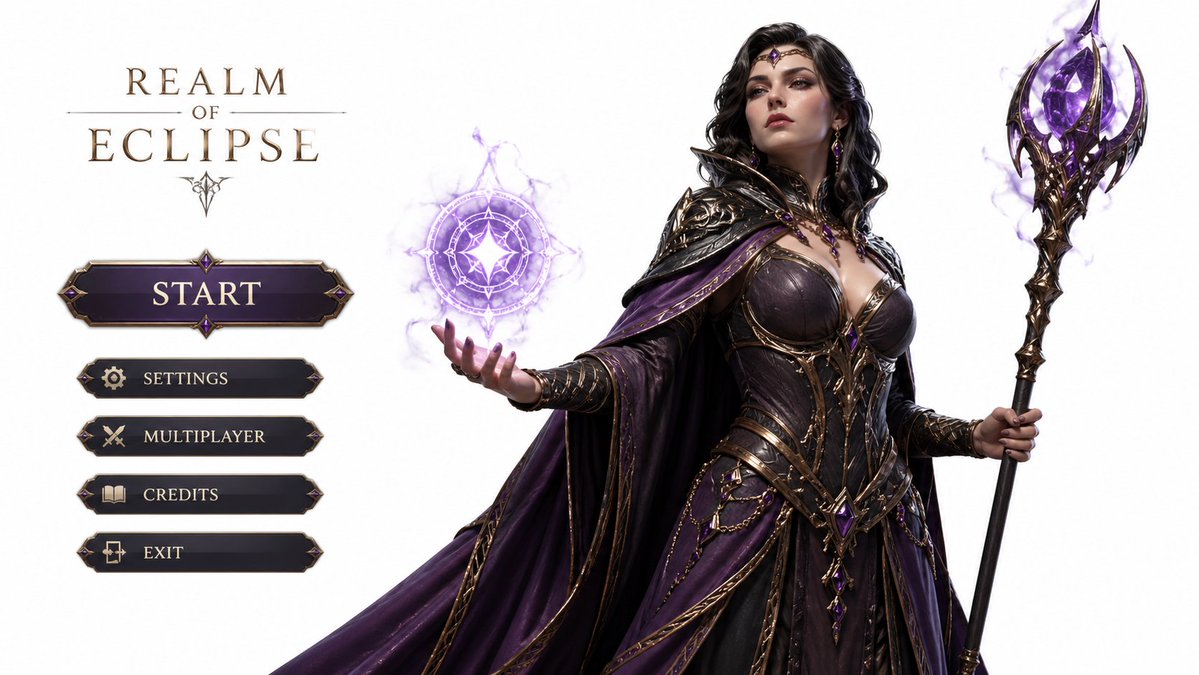 3D Gaming Character Sorceress GPT Image 2 prompt example: A prompt to generate a high-detail 3D character design for a sorceress, featuring a clean white background and UI...