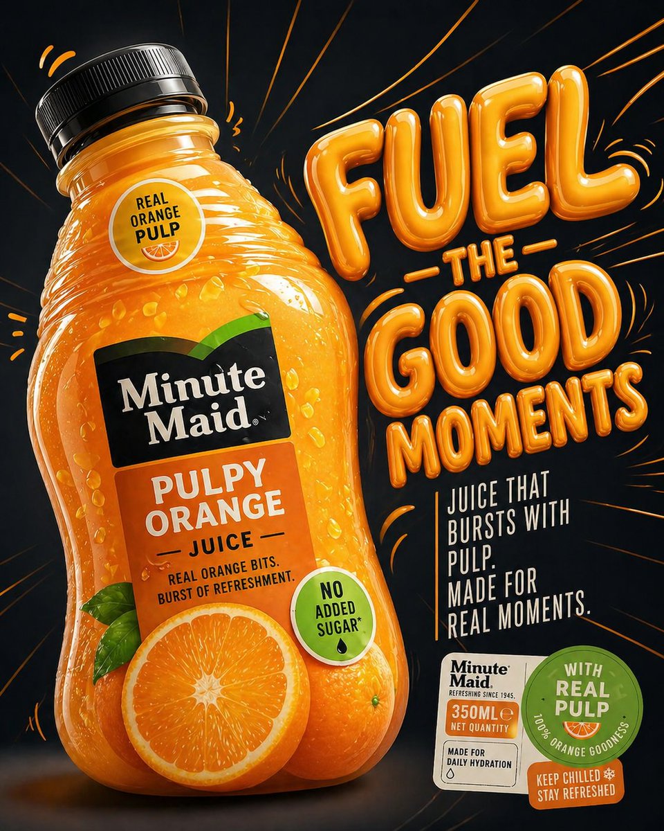 Minute Maid commercial product ad GPT Image 2 prompt example: A highly structured JSON prompt for a premium commercial advertisement of orange juice, specifying detailed bottle...