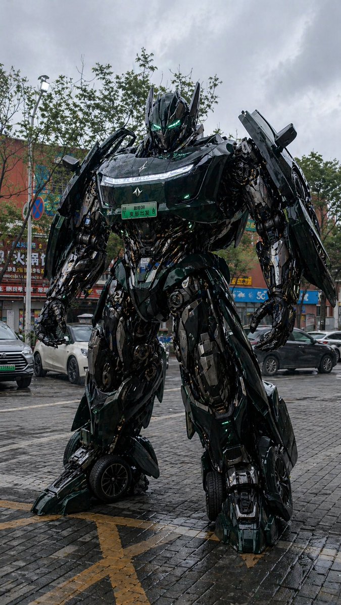 Car Transformation Prompt GPT Image 2 prompt example: A prompt to transform a photo of a real car into its robotic 'Transformer' form using GPT Image 2.
