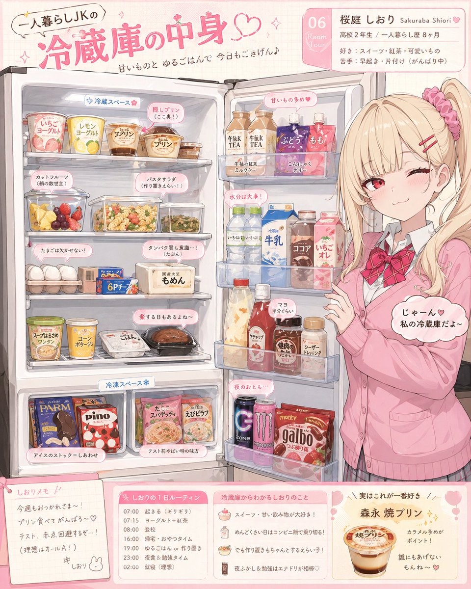 Character Refrigerator Breakdown GPT Image 2 prompt example: Creates a visual breakdown of a character's refrigerator contents, revealing their personality and lifestyle through...