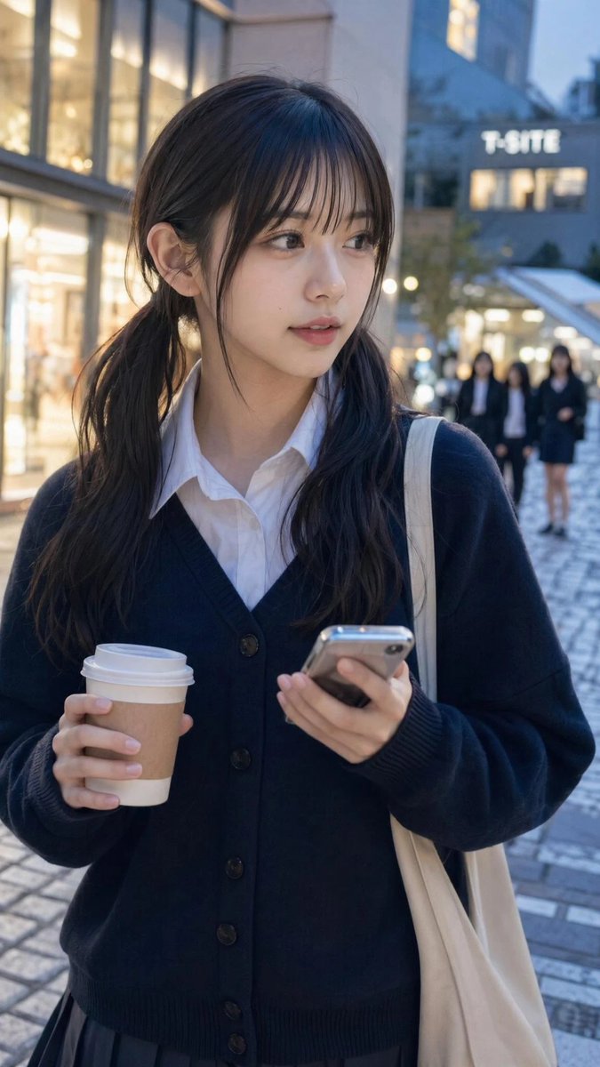Ordinary Evening Street Snapshot Qwen Image 프롬프트 예시: This prompt generates a realistic candid portrait of a casually dressed young woman holding coffee and a phone in a softly...