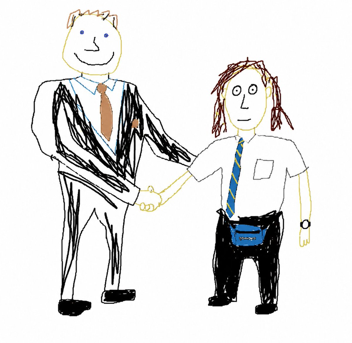 Broken Mouse MS Paint Recreation のQwen Imageプロンプト例: Transforms an image into a messy, amateurish drawing characterized by wobbly lines and distorted proportions, mimicking the...