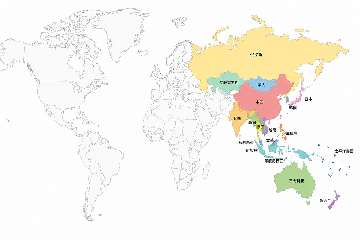 APAC Region Highlighted World Map 的 GPT Image 2 提示词示例图:A clean and functional prompt for generating a world map where specific regions like APAC are highlighted with color while...