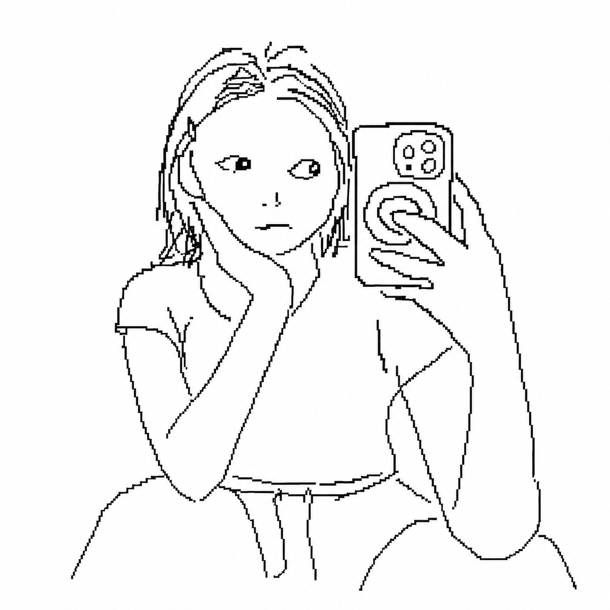 Poorly Drawn MS Paint Filter のQwen Imageプロンプト例: Transforms a reference photo into a low-fidelity, mouse-drawn pixel art style reminiscent of MS Paint.