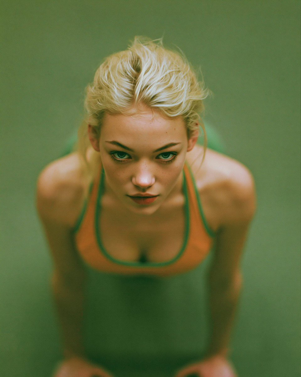 Dreamy Overhead Swimsuit Portrait Qwen Image prompt example: This generates a soft, cinematic top-down fashion portrait of an anonymous woman in green water, ideal for editorial,...