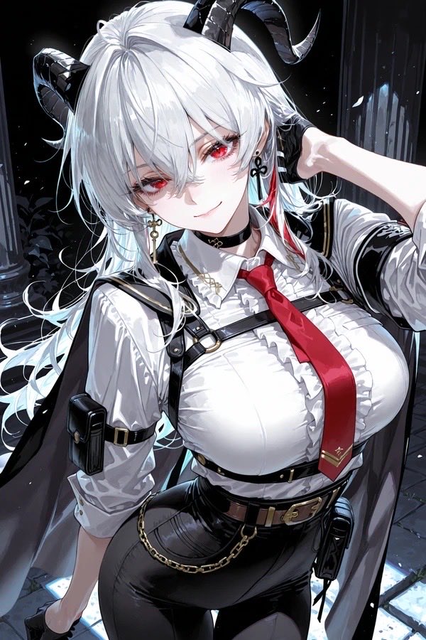 Anime Redraw of Original Horned Character 的 GPT Image 2 提示词示例图：This prompt repaints a rough original character sketch into a refined, high-detail anime illustration while...