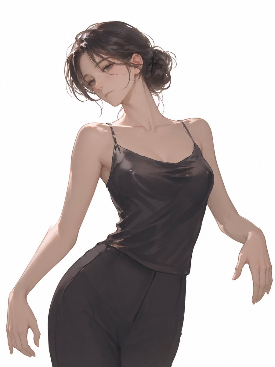 Elegant Fashion Pose Woman Portrait Qwen Image 프롬프트 예시: This generates a minimalist semi-realistic editorial portrait of a woman in a graceful pose, useful for fashion...