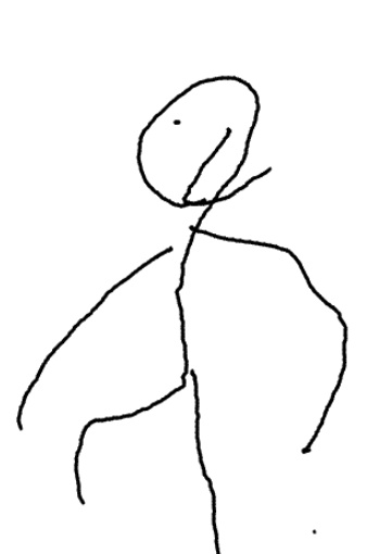 Minimal Stick Figure Pose Sketch Qwen Image 프롬프트 예시: A sparse black-line gesture drawing of a human figure in an abstract pose, useful as a simple pose reference or composition...