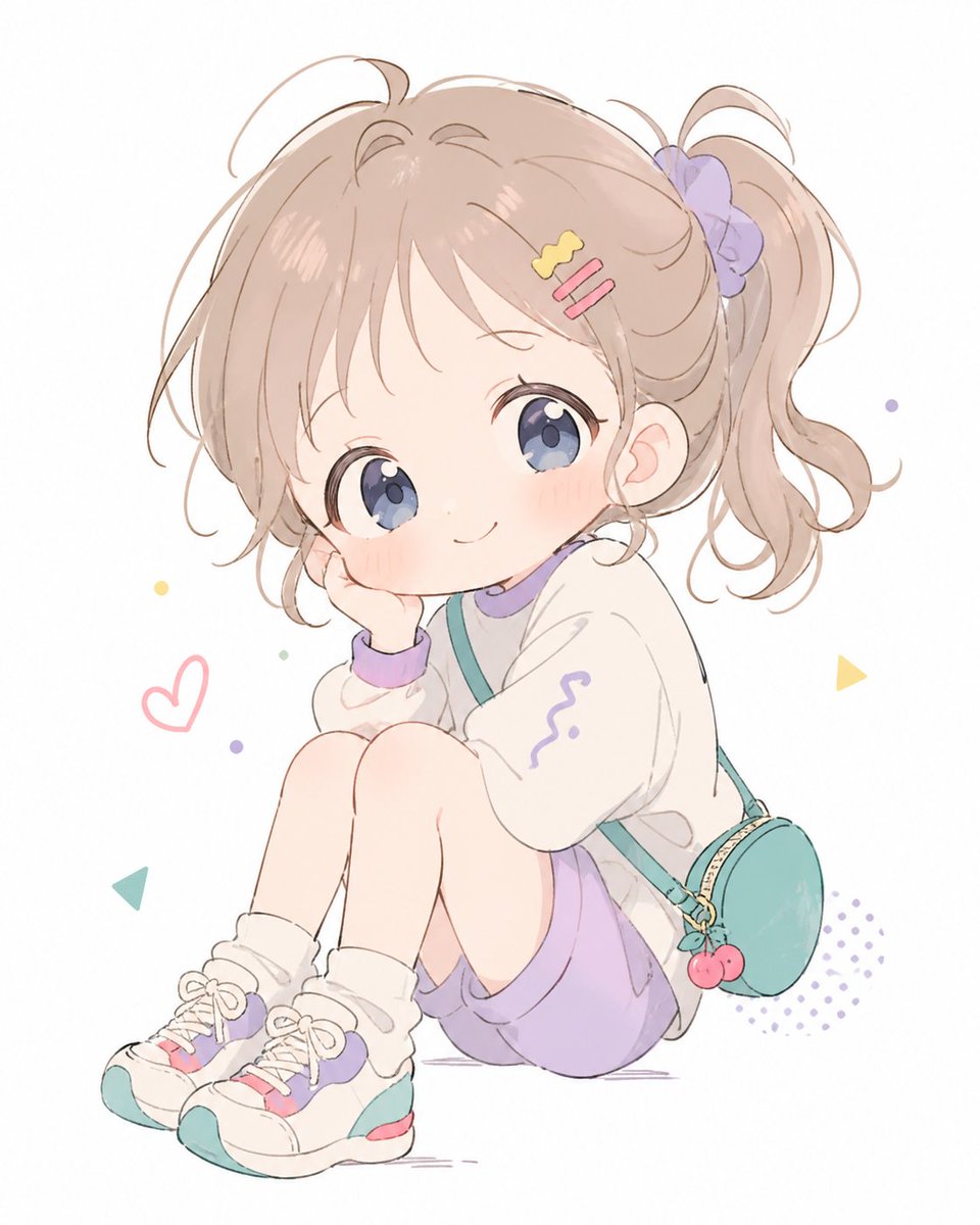 Pastel Chibi Girl Sitting Portrait Qwen Image prompt example: This prompt generates a soft pastel anime-style portrait of an adorable seated little girl, ideal for cute character...
