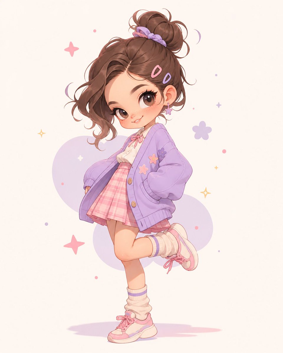 Pastel Kawaii Girl Fashion Portrait Qwen Image 프롬프트 예시: A soft pastel anime-style full-body girl illustration with anonymous face masking, ideal for kawaii fashion art, avatars,...