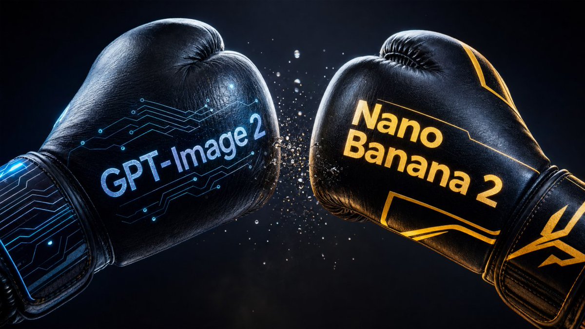 AI Boxing Gloves Showdown Qwen Image 프롬프트 예시: A cinematic close-up of two branded boxing gloves colliding, ideal for tech comparison graphics and versus-style promotional visuals.