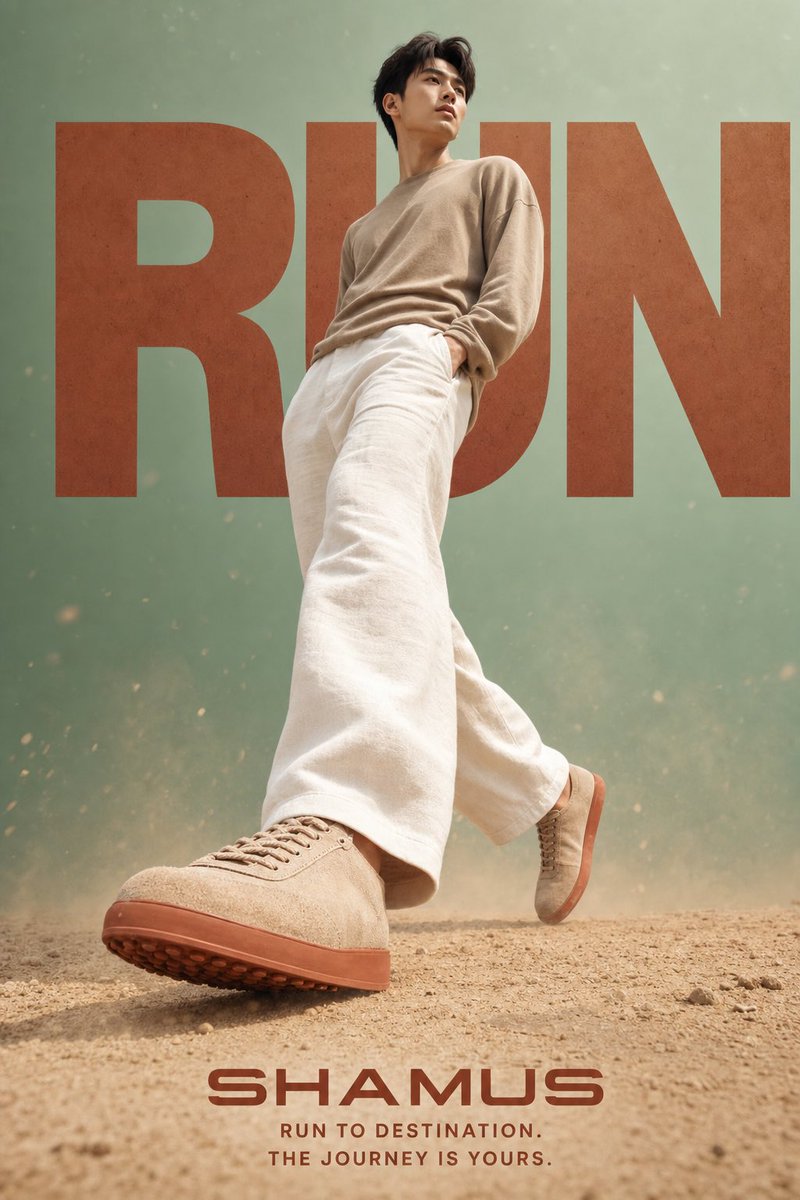 Lifestyle Sneaker Editorial Poster GPT Image 2 prompt example: A high-end lifestyle poster prompt for sneakers, focusing on a ground-level perspective with bold typography and a...