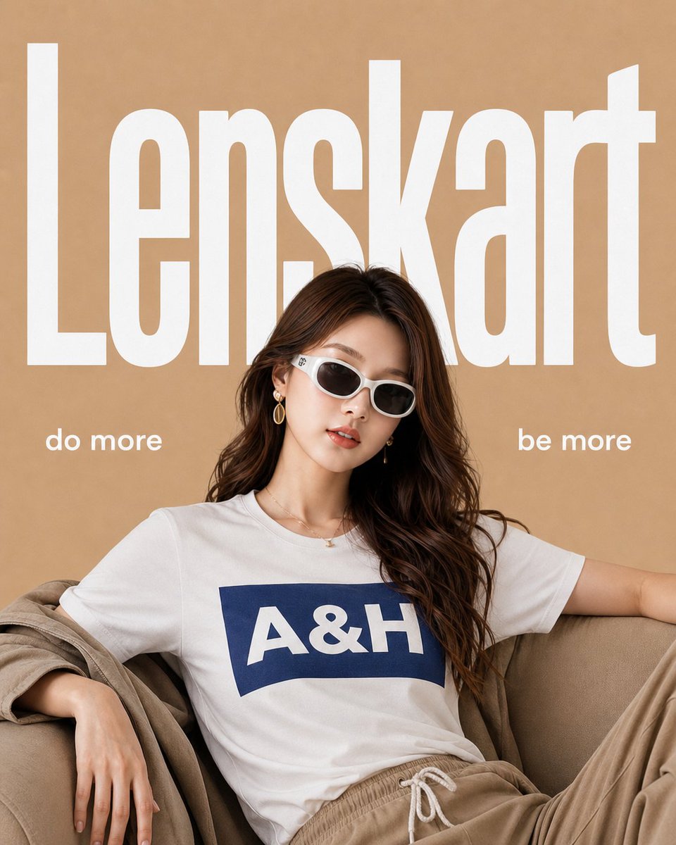 Minimalist Eyewear Advertisement Poster 的 GPT Image 2 提示词示例图：Generates a premium editorial-style poster for eyewear brands, featuring face replacement capability, large...