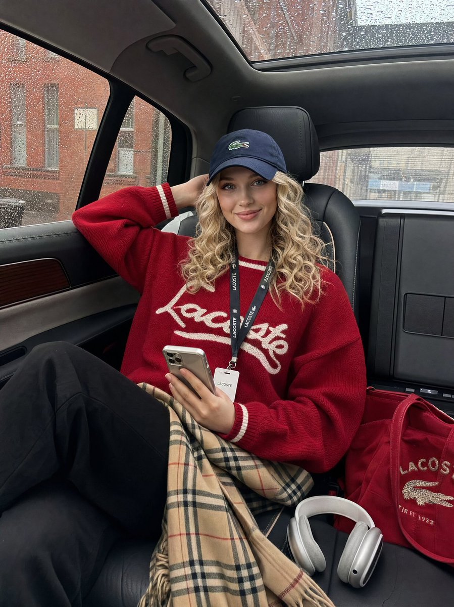 Luxury SUV Interior Lifestyle Snapshot Qwen Image prompt example: A detailed prompt for a candid, off-duty model shot inside a luxury SUV during a rainy day with soft overcast...