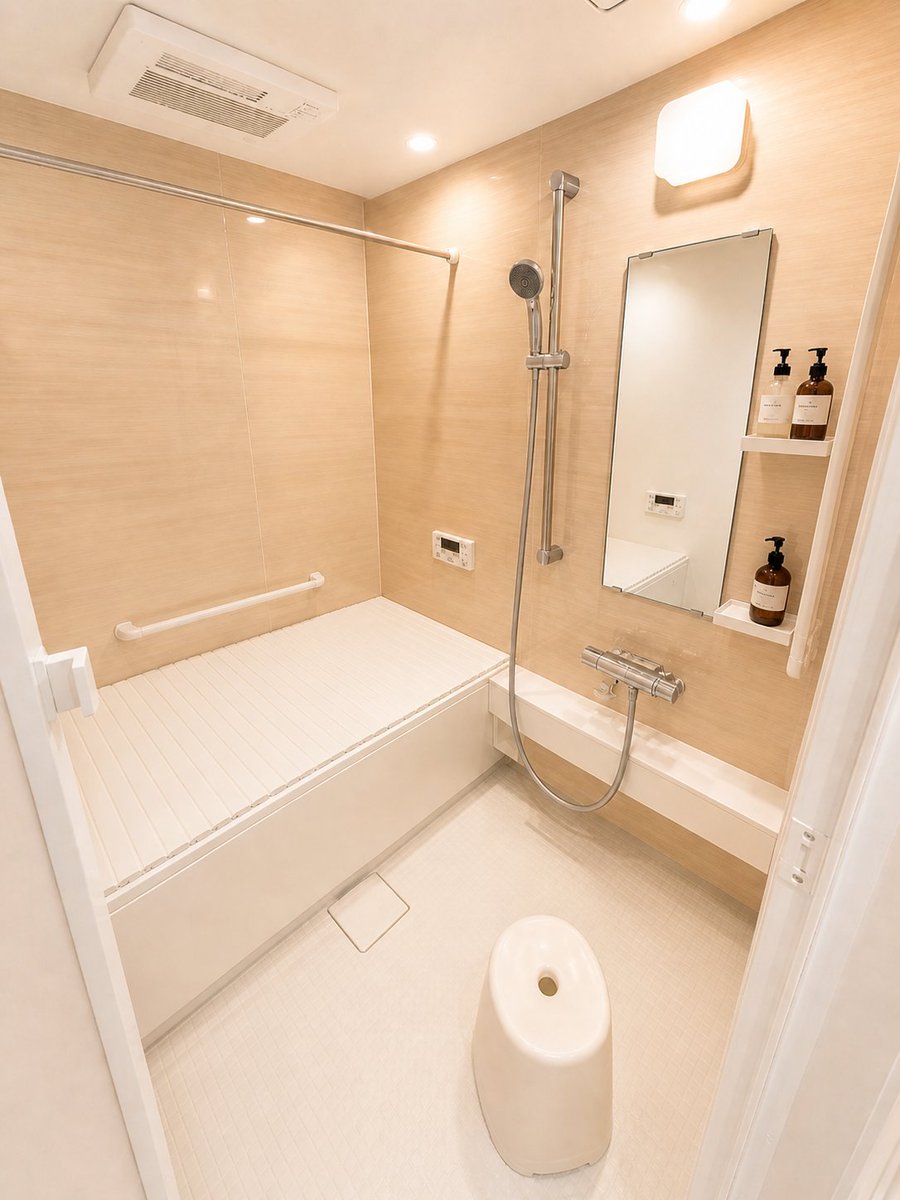 Hotel-Style Real Estate Bathroom Staging Qwen Image prompt example: A prompt designed to clean up and stage messy bathroom photos for real estate listings, making them look...