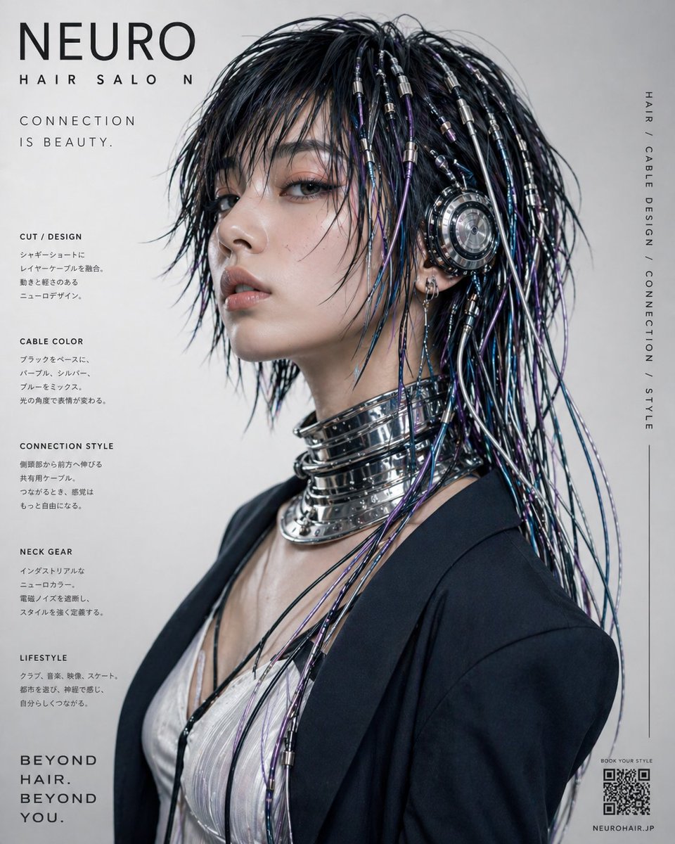 Cyberpunk Fashion Magazine Cover GPT Image 2 prompt example variation 3: Generates a realistic neon cyberpunk street-fashion magazine cover with a tech-braided model and...