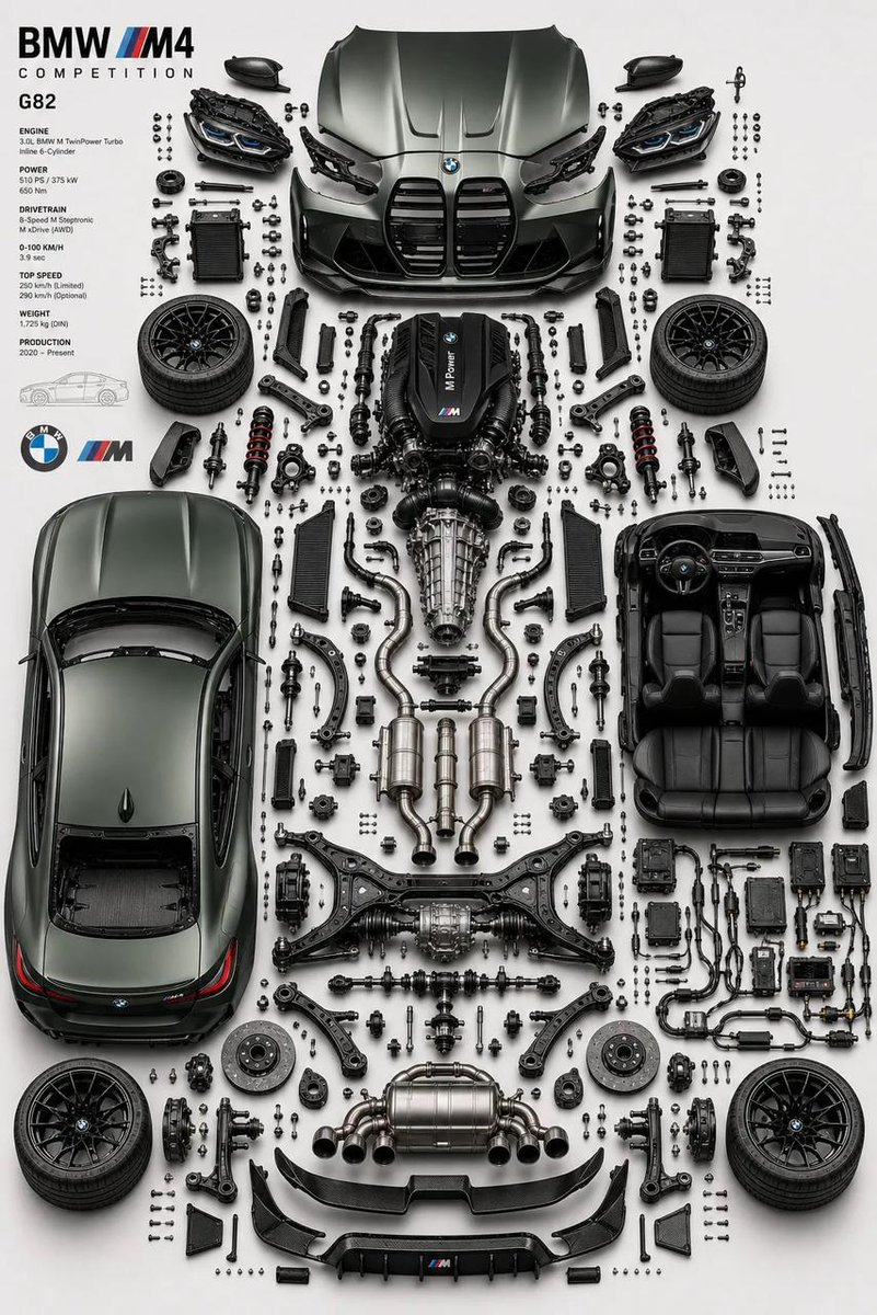 Luxury Automotive Exploded Diagram のQwen Imageプロンプト例 バリエーション 2: An ultra-precise technical prompt for generating an exploded mechanical diagram of a luxury vehicle with high-end...
