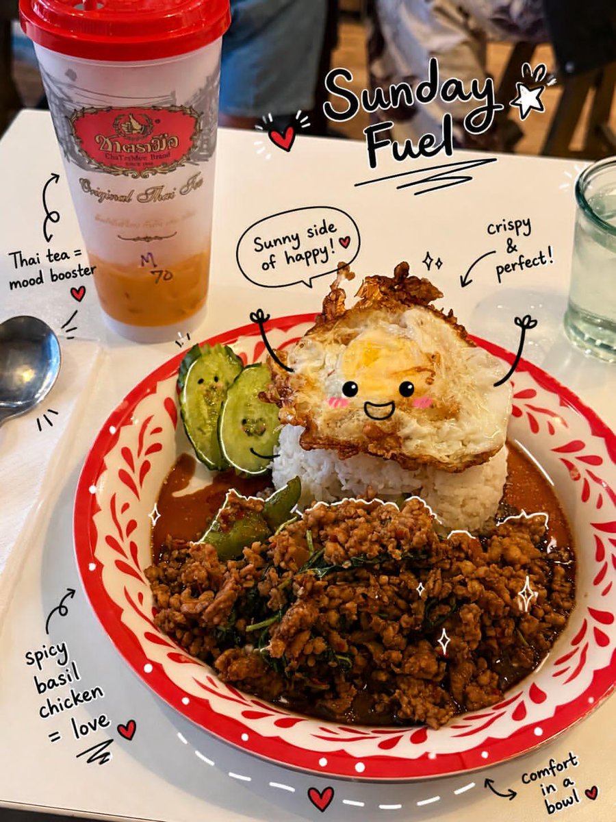 Kawaii Doodle Food Photography のQwen Imageプロンプト例: A playful food photography prompt that combines ultra-realistic textures with cute, hand-drawn kawaii doodles and annotations.