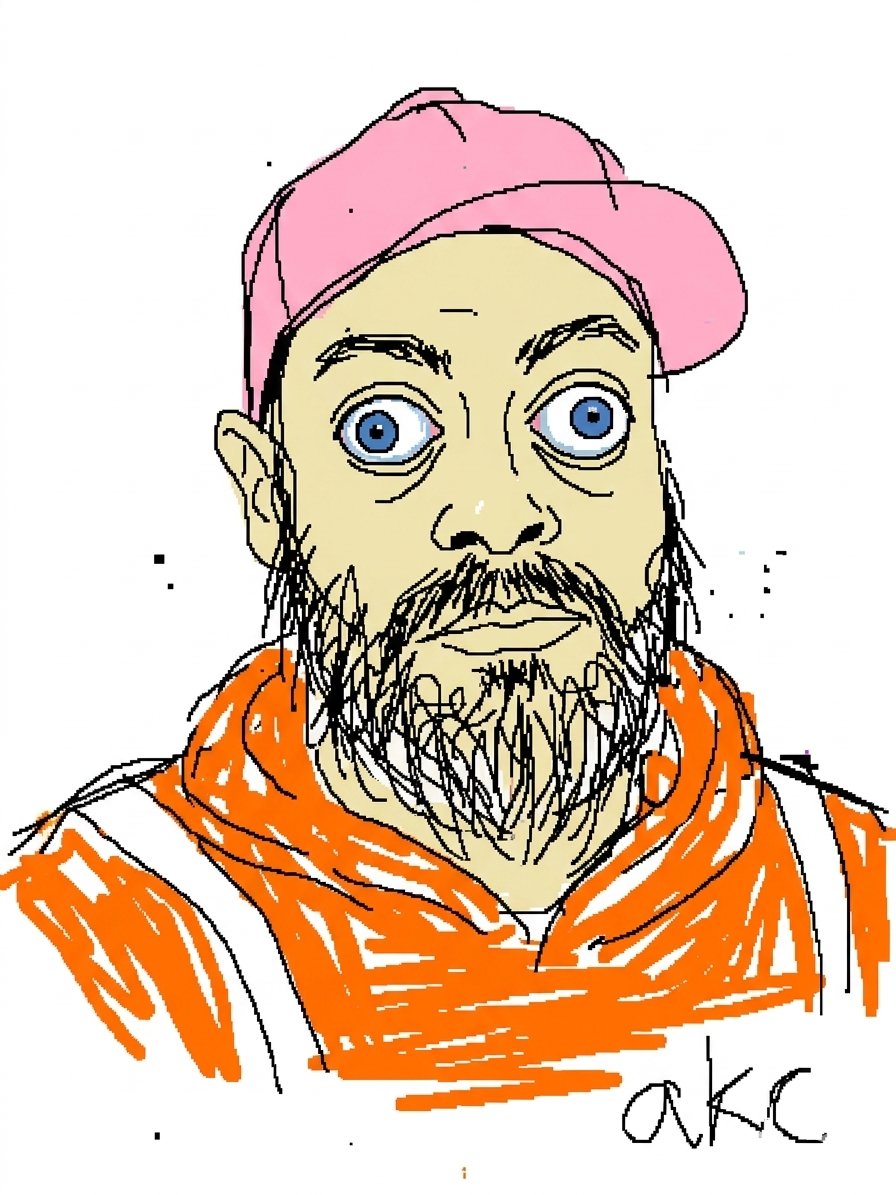 Clumsy MS Paint Mouse Redraw Qwen Image prompt example: A humorous prompt to redraw a reference image in a deliberately low-quality, scribbly MS Paint style as if drawn with a...