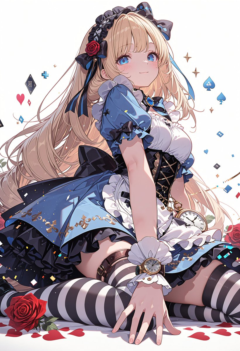 Gothic Alice Anime Portrait GPT Image 2 prompt example: Generates a detailed vertical anime illustration of an Alice-inspired gothic lolita girl with ornate costume details,...
