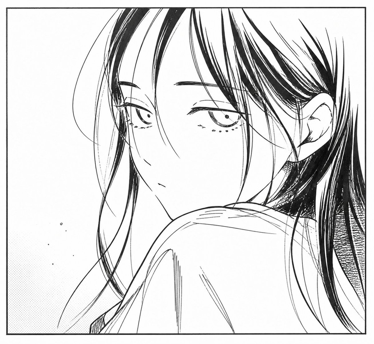 Monochrome Manga Woman Portrait Qwen Image 프롬프트 예시 변형 4: A text prompt for generating an elegant black-and-white manga close-up portrait with expressive hand-drawn linework and...