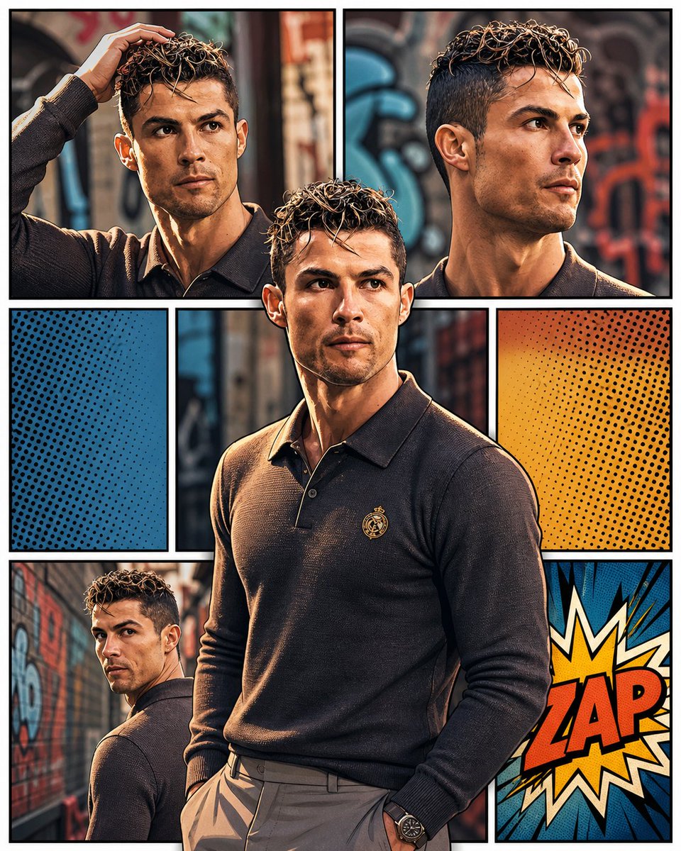 3D Pop-Art Comic Grid Qwen Image 프롬프트 예시: A complex layout prompt for creating a 6-panel comic grid in a semi-realistic 3D pop-art style with facial consistency.