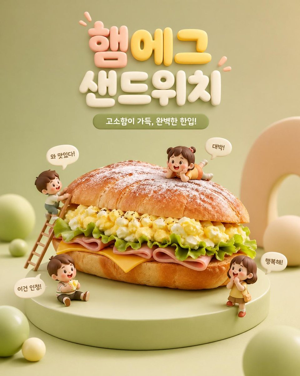 3D Chibi Food Advertisement Scene のQwen Imageプロンプト例: A delightful prompt for creating a 3D food advertisement featuring oversized snacks and adorable chibi characters in a...