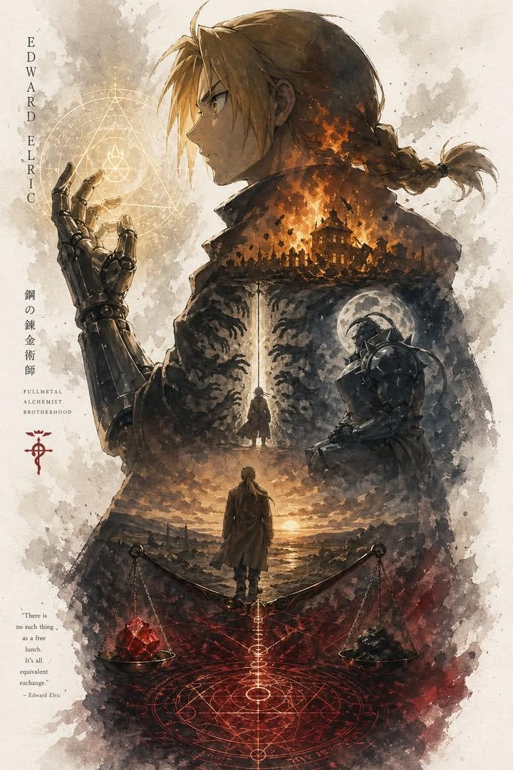 Anime Silhouette Narrative Poster 的 GPT Image 2 提示词示例图 变化图 2：A poetic and grand silhouette-filled narrative poster prompt inspired by Attack on Titan, combining double-exposure...