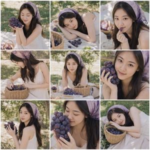 Summer Grape Girl 3x3 Grid Portrait GPT Image 2 提示词案例