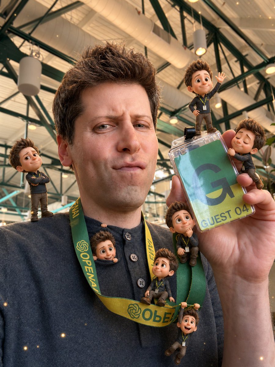 Mini-Me 3D Selfie Transformation GPT Image 2 prompt example: Transforms a normal selfie into a playful miniature world with seven cute 3D animated versions of the subject...