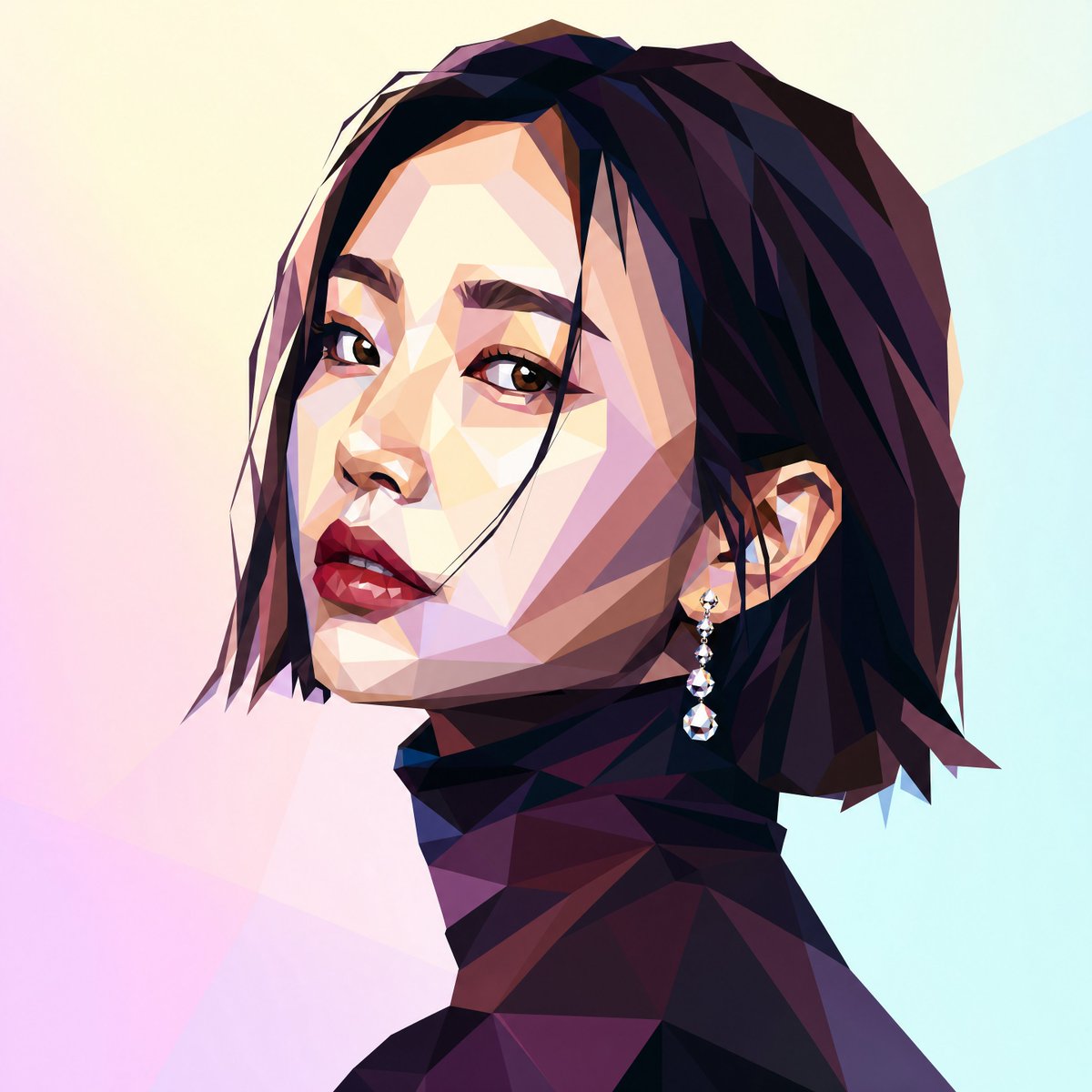 Low-Poly Profile Portrait With Face Block Qwen Image 프롬프트 예시: Generates a stylish faceted side-profile portrait with an anonymizing face rectangle, useful for editorial avatars...