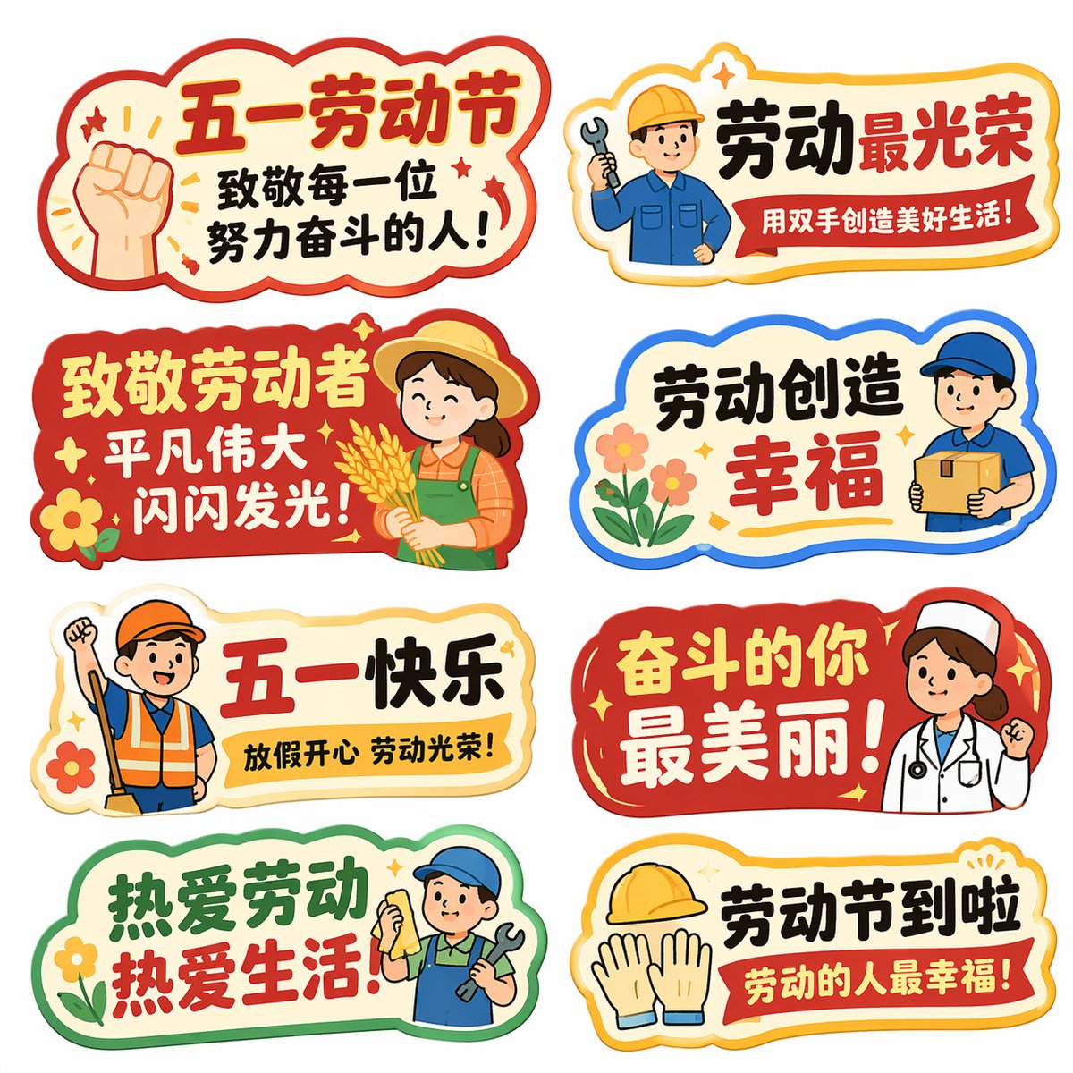 五一劳动节手举牌创意设计集 のQwen Imageプロンプト例 バリエーション 2: 五一劳动节手举牌创意设计集,AI assistant模型图片提示词案例。标签:手举牌、劳动节、创意。快速复制Nano Banana Pro prompt。