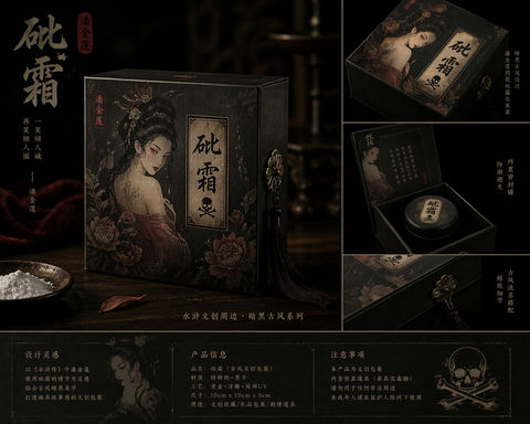 潘金莲砒霜古风暗黑包装盒设计 GPT Image 2 提示词案例